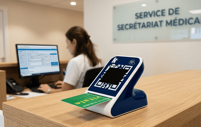 lecteur KAP-4CV sur comptoir secretariat medical